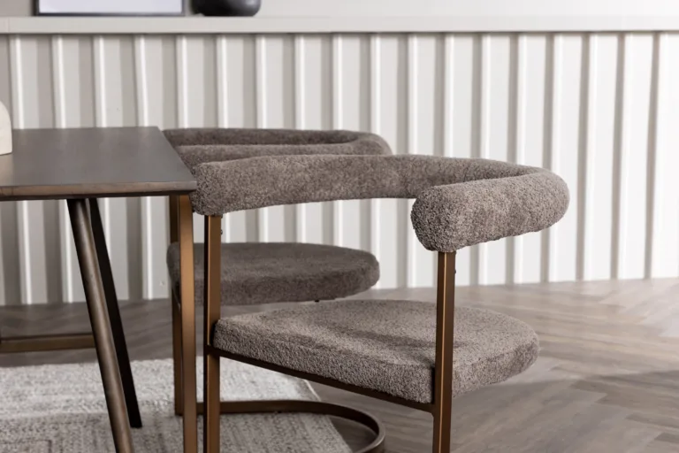 Söögitoa komplekt Kaseidon Morning – tumepruun MDF laud ja buklee kangaga toolid - GR23859