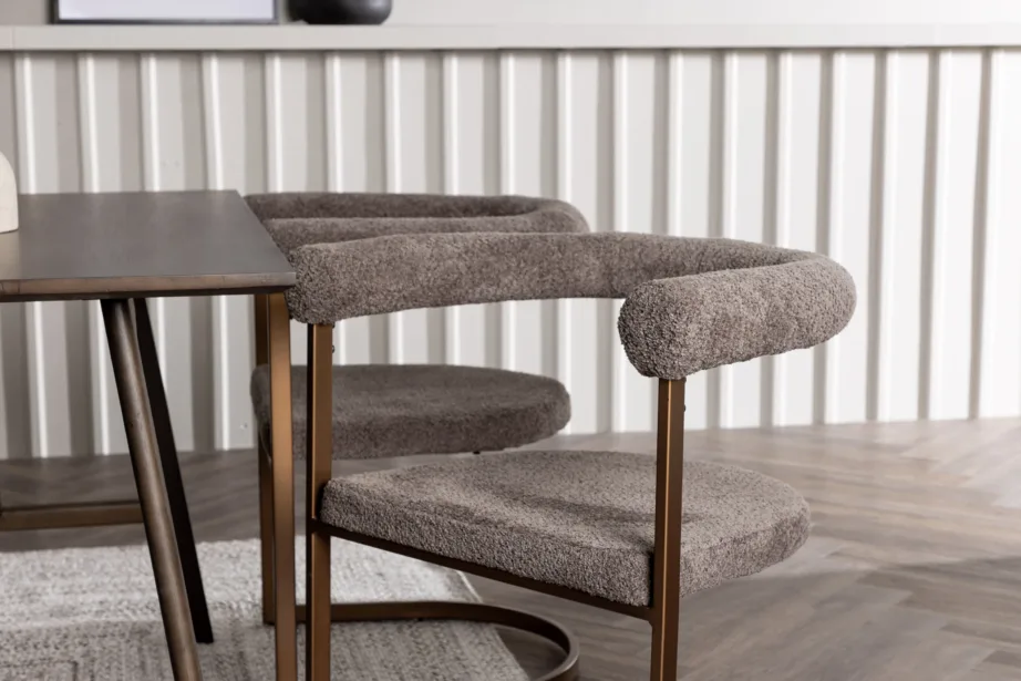 Söögitoa komplekt Kaseidon Morning – tumepruun MDF laud ja buklee kangaga toolid, GR23859 – 6