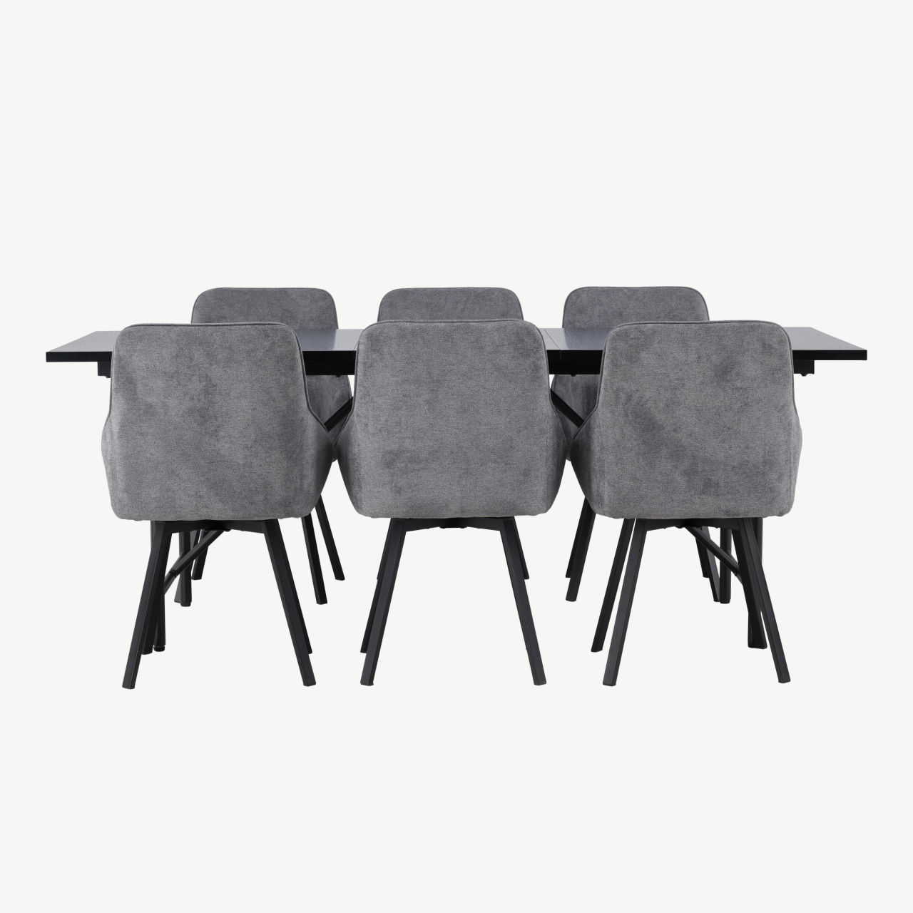 Söögitoakomplekt Astrid – must MDF laud ja hallid Rosie toolid (6 tk) - GR23512