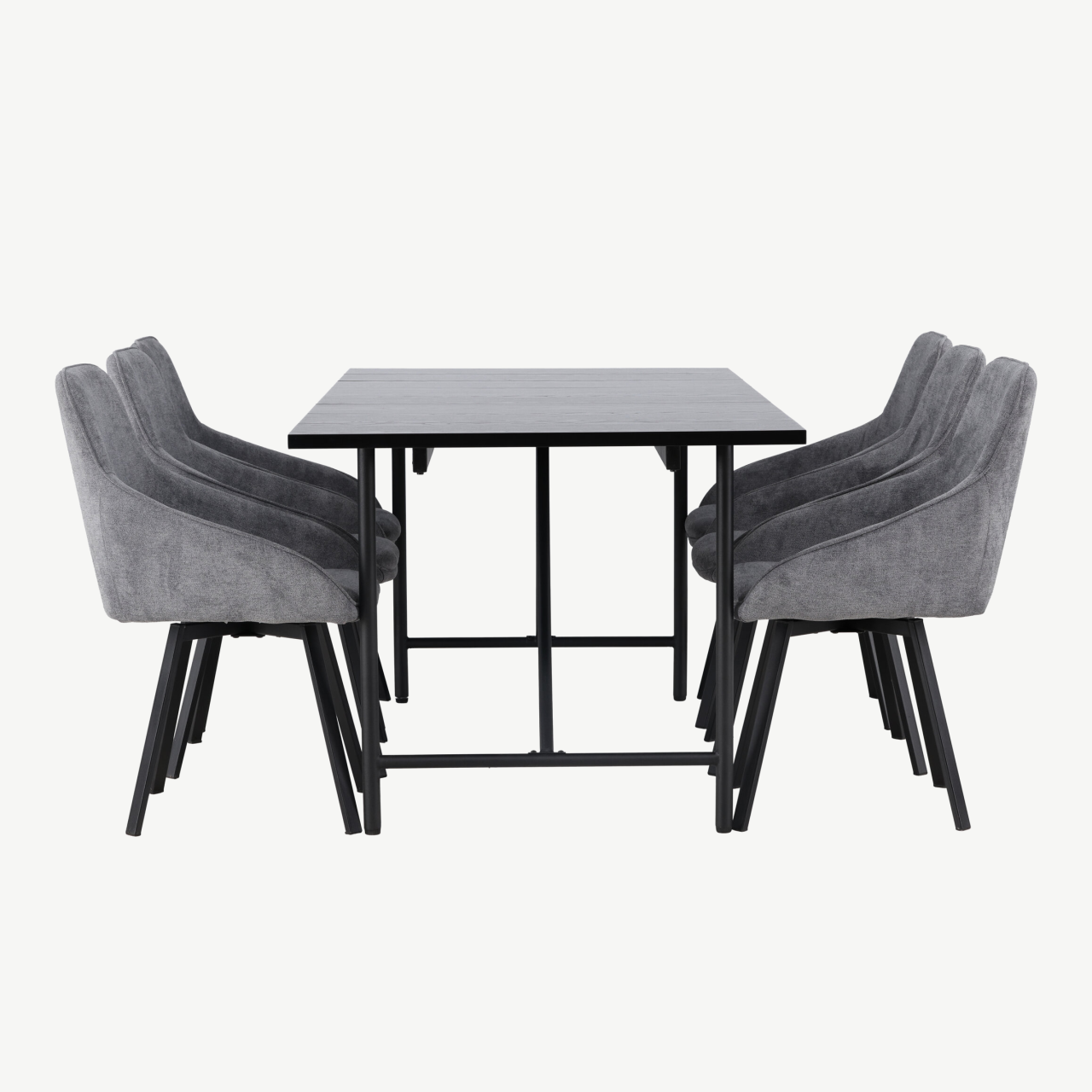 Söögitoakomplekt Astrid – must MDF laud ja hallid Rosie toolid (6 tk) - GR23512
