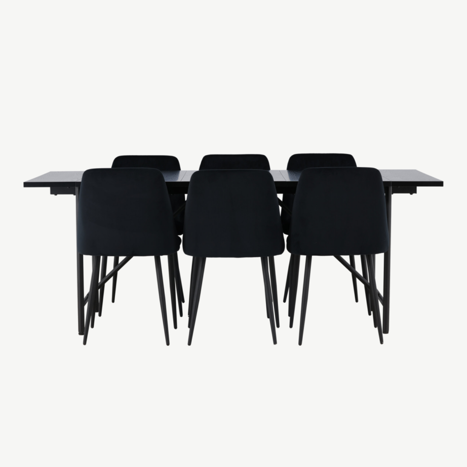 Söögitoakomplekt Astrid – must matt laud ja Night sari toolid (6 tk), GR23523 – 2