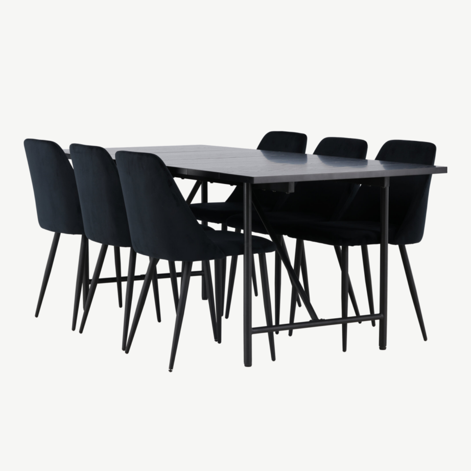 Söögitoakomplekt Astrid – must matt laud ja Night sari toolid (6 tk), GR23523 – 4