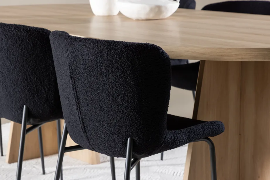 Söögitoakomplekt Bootcut laud ja 6 Modesto musta tooli (valge peitsiga viimistletud MDF, buklee-kangas), GR24553 – 9