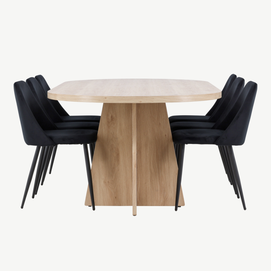 Söögitoakomplekt Bootcut laud ja Night toolid (loodustoon, must velvet, 230×115 cm), GR24559 – 7