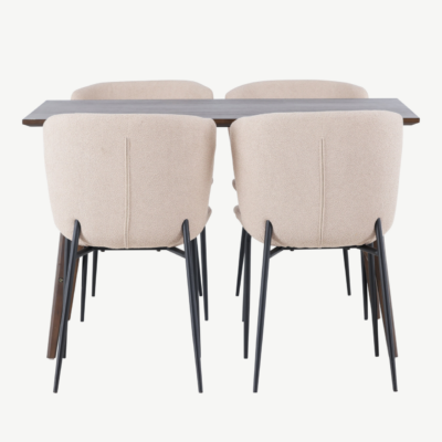 Söögitoakomplekt Kaseindon laud ja Modesto beež buklee toolid (4 tk), tumepruun MDF - GR23861