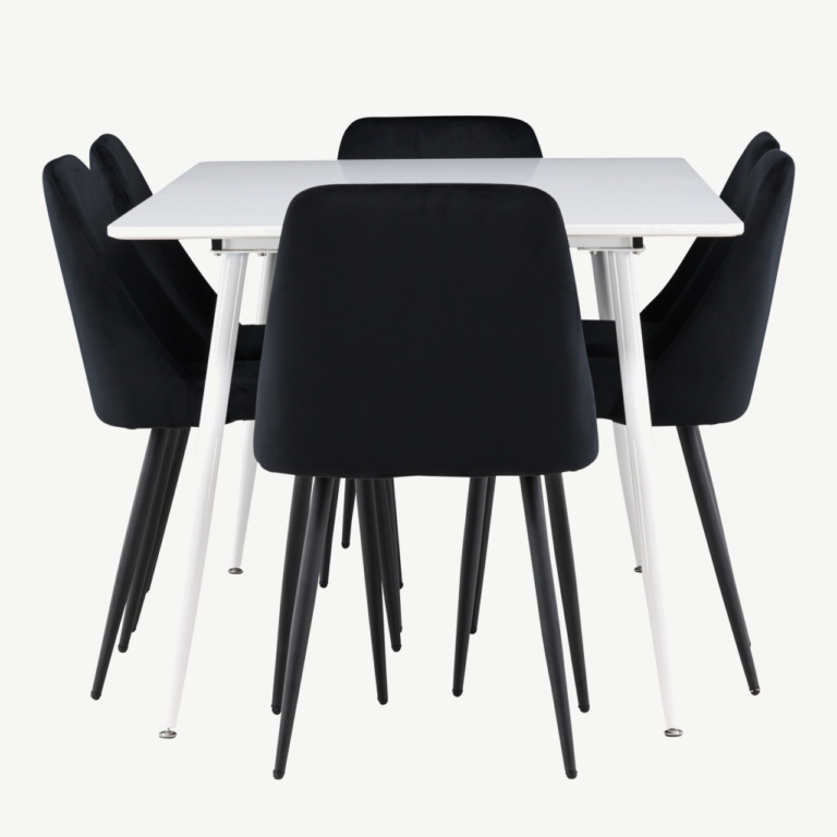 Söögitoakomplekt Silar laud ja 6 musta sametist Night tooli (180x90 cm, MDF, teras) - GR24497