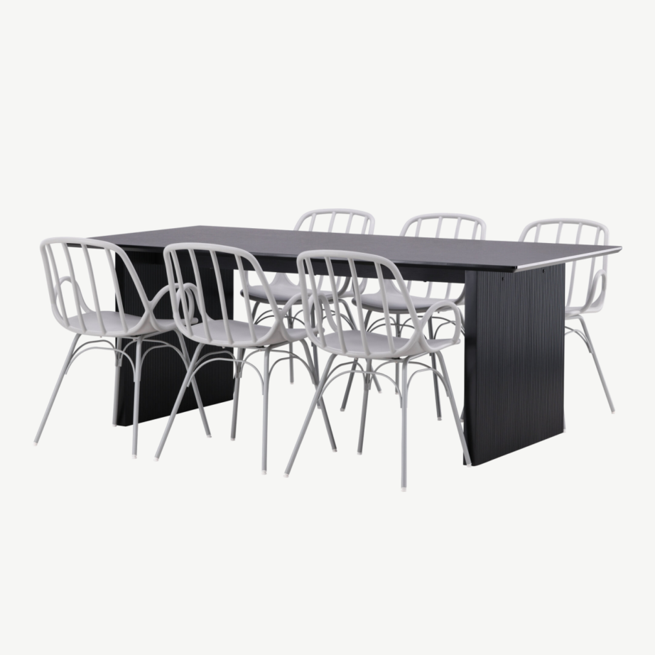 Söögitoakomplekt Vail – must MDF laud ja Dyrön hallikasbeež tool, GR22967