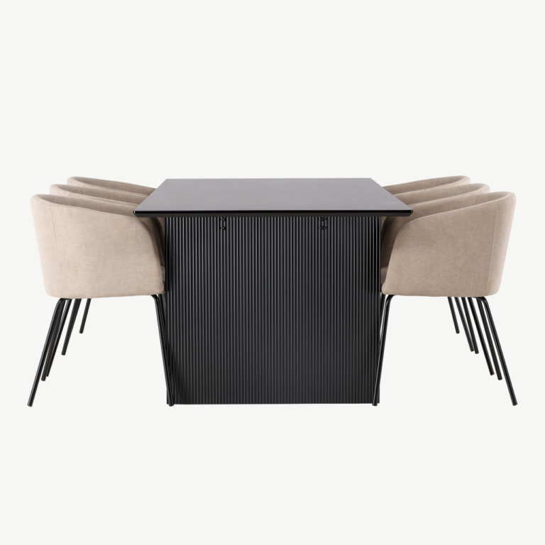 Söögitoakomplekt Vail must MDF laud ja beežid Berit toolid (6 tk) - GR22907