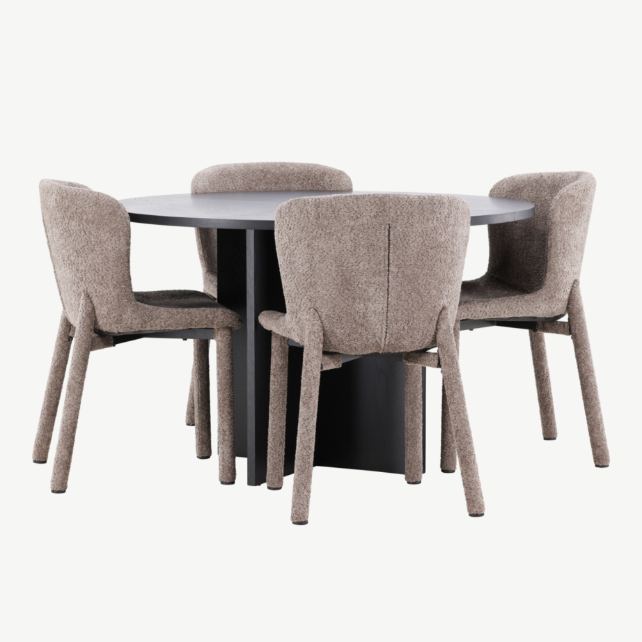 Strada must pikendatav söögilaud buklee toolidega, 120/170 cm + 4 pruuni Astoria tooli, GR24731 – 2