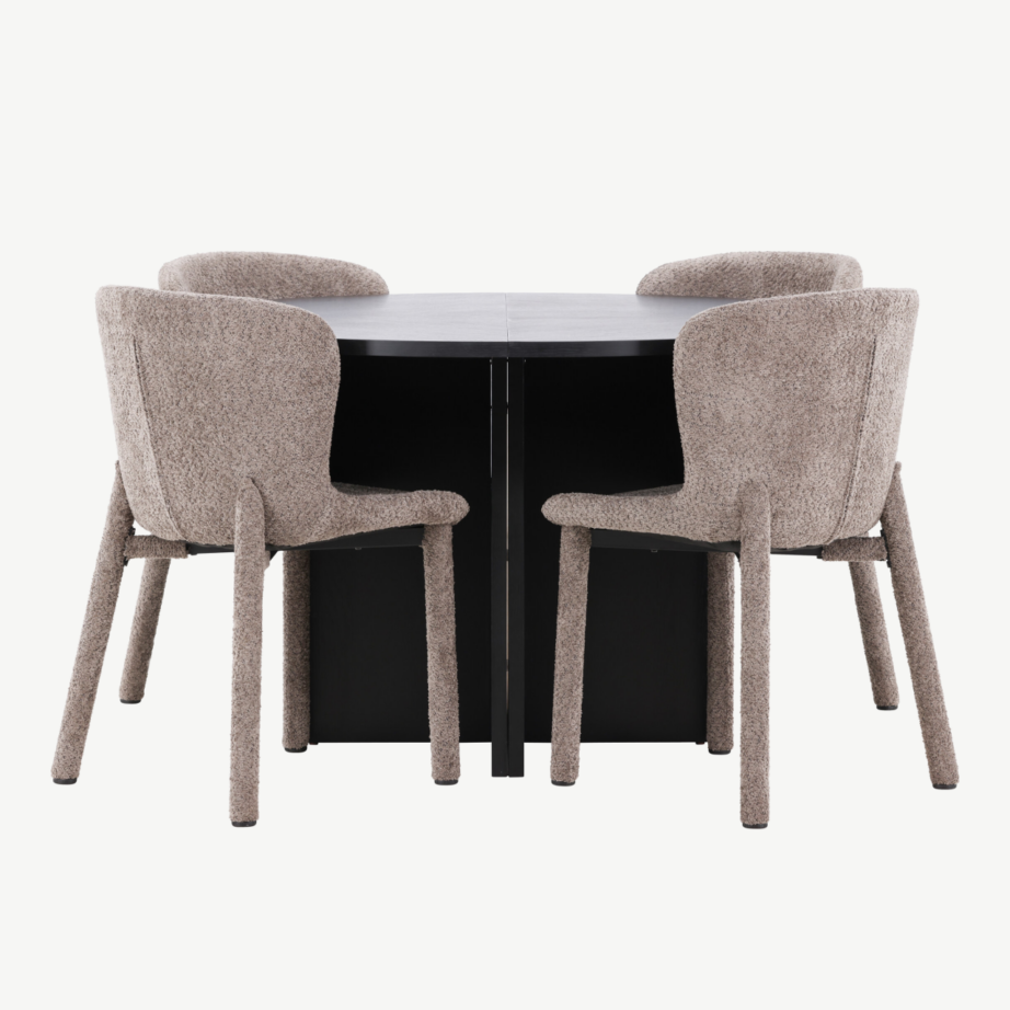 Strada must pikendatav söögilaud buklee toolidega, 120/170 cm + 4 pruuni Astoria tooli, GR24731 – 4