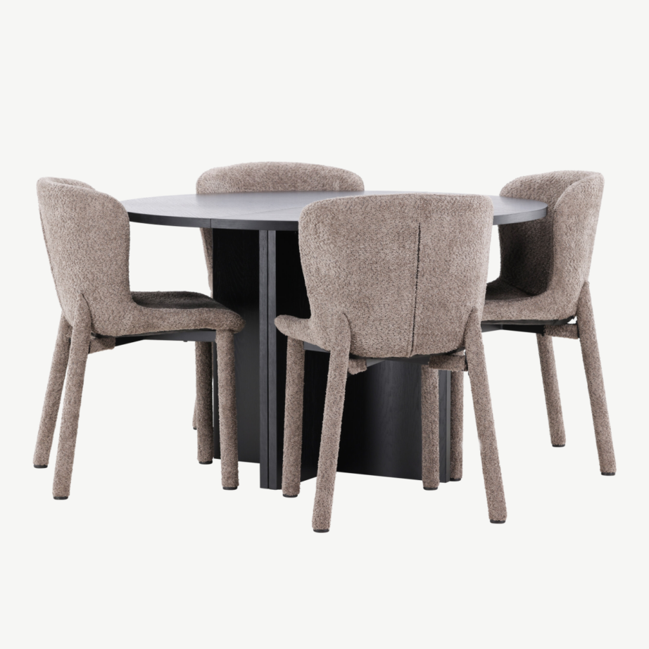 Strada must pikendatav söögilaud buklee toolidega, 120/170 cm + 4 pruuni Astoria tooli, GR24731 – 5