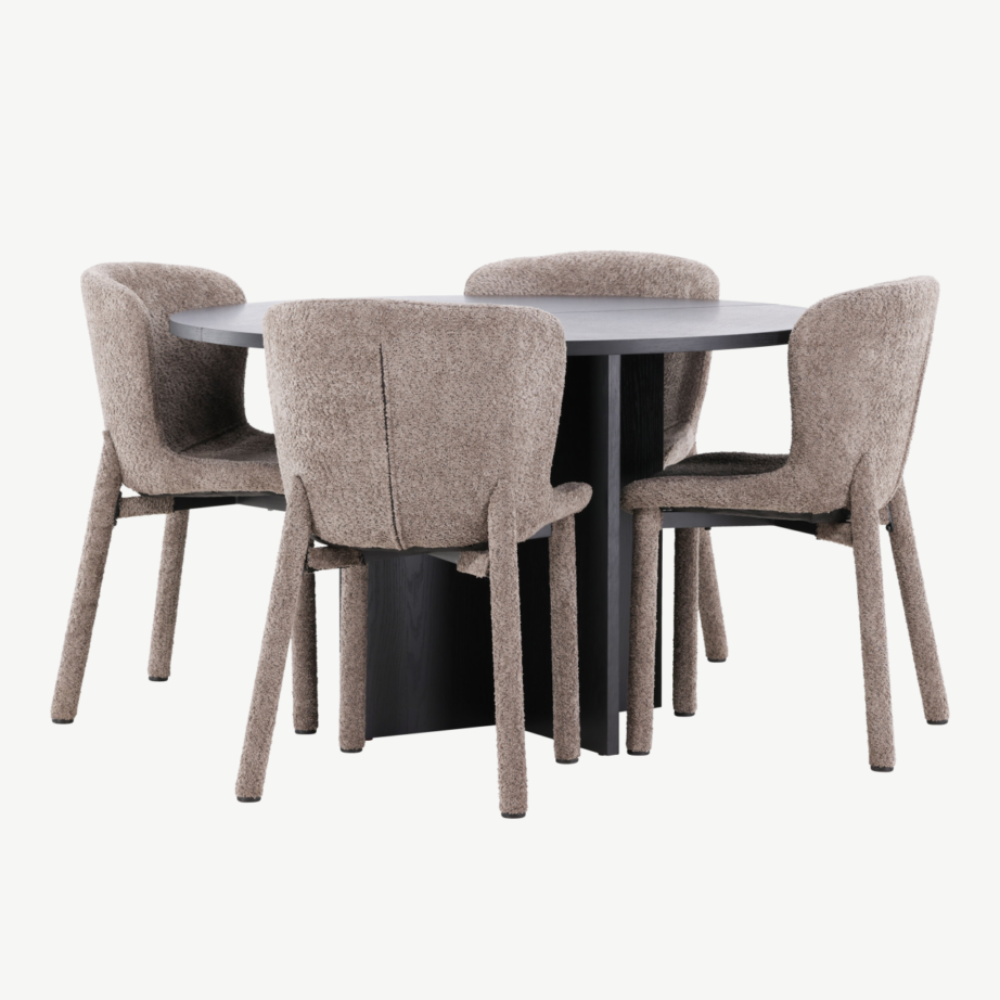 Strada must pikendatav söögilaud buklee toolidega, 120/170 cm + 4 pruuni Astoria tooli, GR24731 – 6