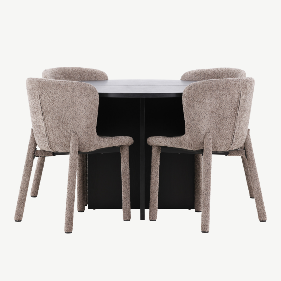 Strada must pikendatav söögilaud buklee toolidega, 120/170 cm + 4 pruuni Astoria tooli, GR24731 – 7