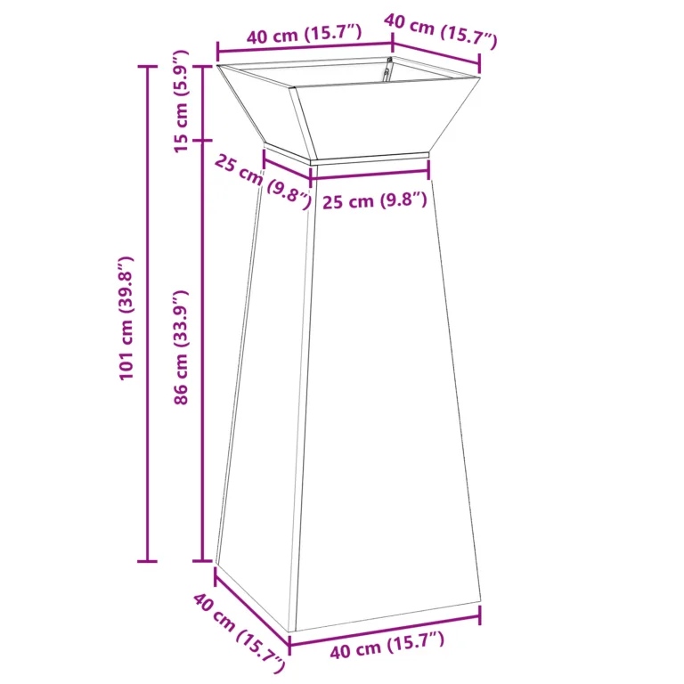 Taime alus Galvaniseeritud teras 40 x 40 x 101 cm Vastupidav