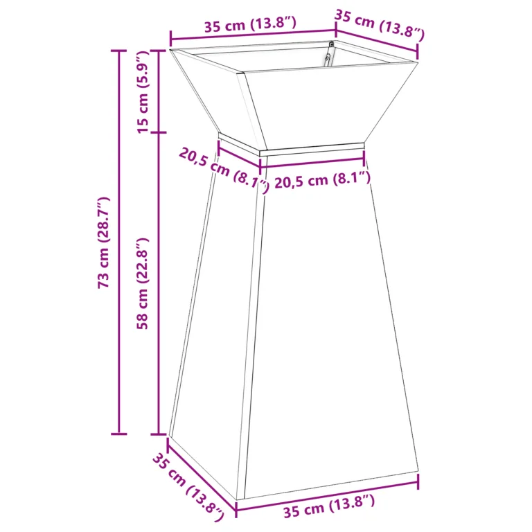 Taimealus Must Plastik 35 x 35 x 73 cm Taimealus Silindriline