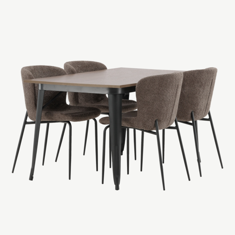 Tempe söögilauakomplekt (pähkel MDF laud, beež buklee toolid, 4 kohta) - GR22986