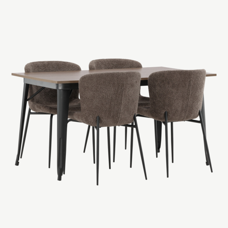 Tempe söögilauakomplekt (pähkel MDF laud, beež buklee toolid, 4 kohta) - GR22986
