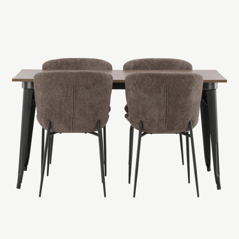 Tempe söögilauakomplekt (pähkel MDF laud, beež buklee toolid, 4 kohta) - GR22986