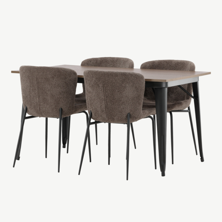Tempe söögilauakomplekt (pähkel MDF laud, beež buklee toolid, 4 kohta) - GR22986