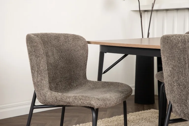 Tempe söögilauakomplekt (pähkel MDF laud, beež buklee toolid, 4 kohta) - GR22986