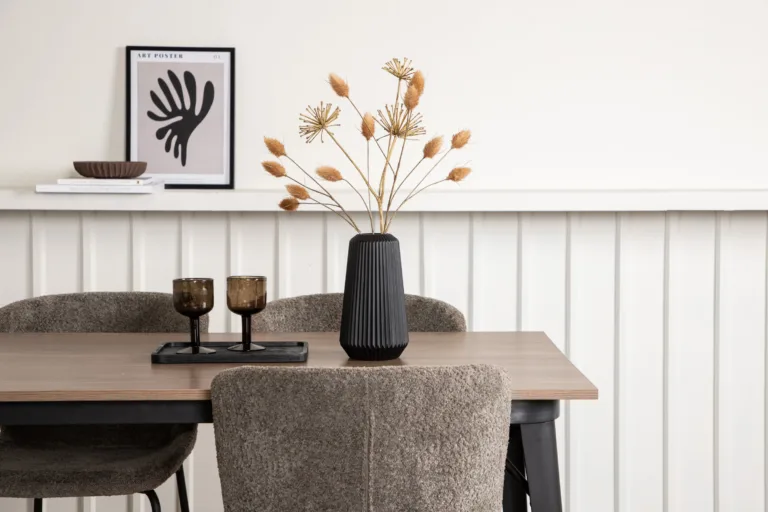 Tempe söögilauakomplekt (pähkel MDF laud, beež buklee toolid, 4 kohta) - GR22986