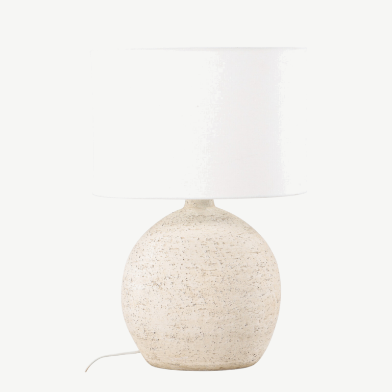 Terrakotast alus ja valge varjuga laualamp Tjörn (⌀40 cm) - 61813-101