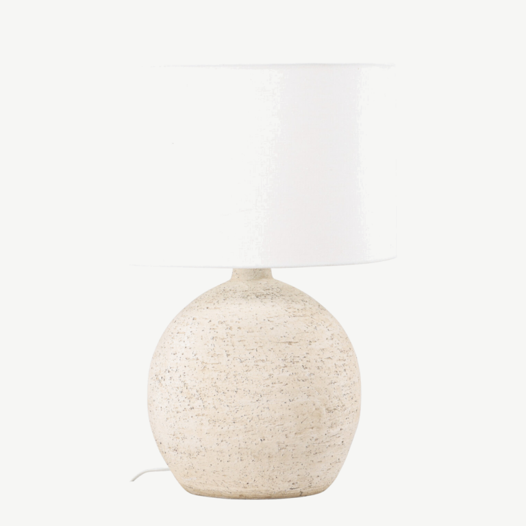Terrakotast alus ja valge varjuga laualamp Tjörn (⌀40 cm) - 61813-101