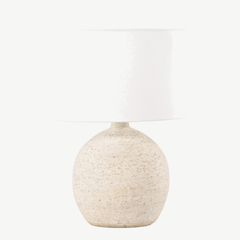 Terrakotast alus ja valge varjuga laualamp Tjörn (⌀40 cm) - 61813-101