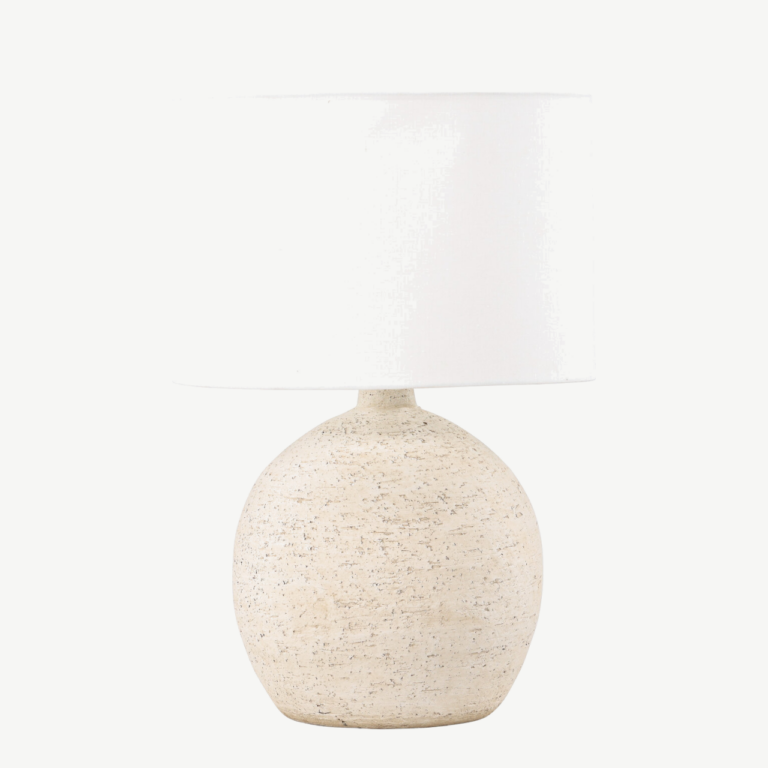 Terrakotast alus ja valge varjuga laualamp Tjörn (⌀40 cm) - 61813-101