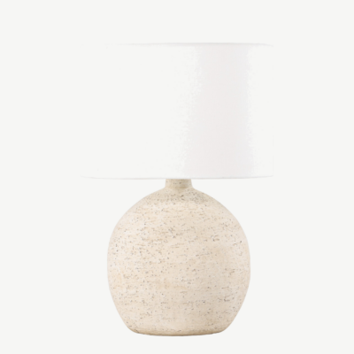 Terrakotast alus ja valge varjuga laualamp Tjörn (⌀40 cm) - 61813-101