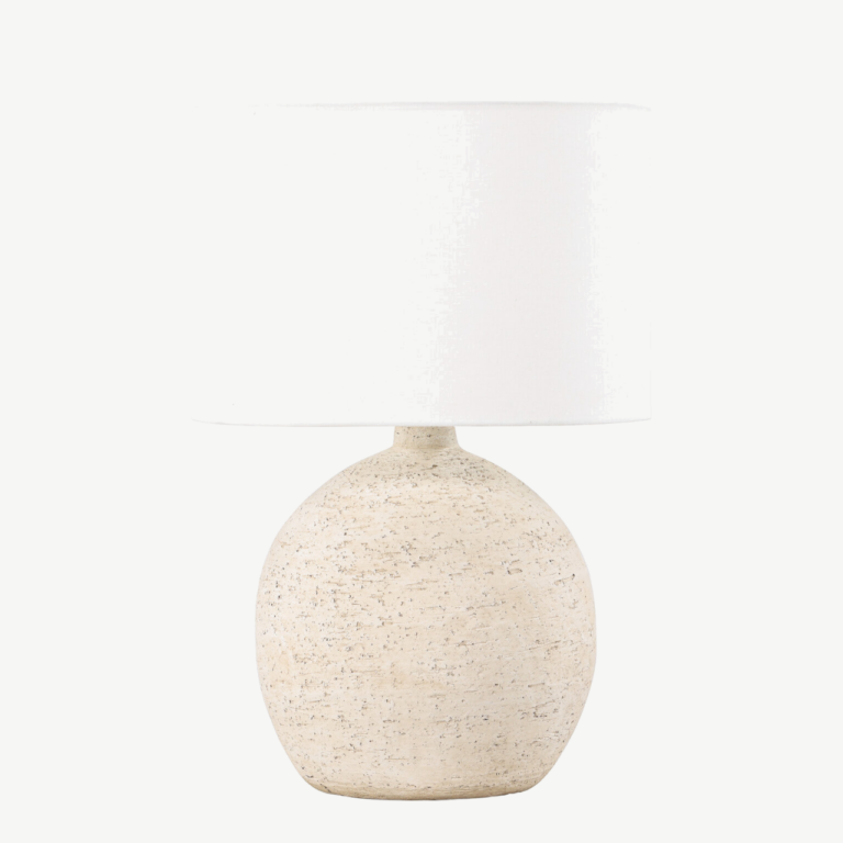 Terrakotast alus ja valge varjuga laualamp Tjörn (⌀40 cm) - 61813-101