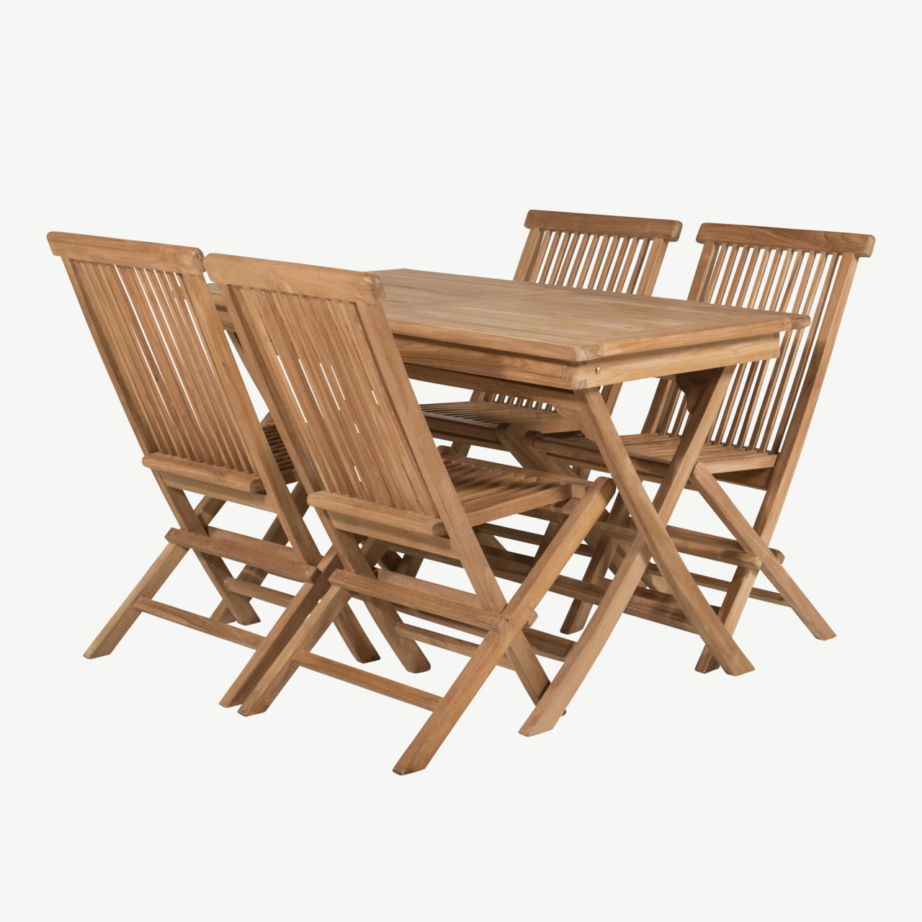 Tiigipuidust ristkülikukujuline õuesöögilaud Kenya ja kokkupandav tool, GR22606 – 3