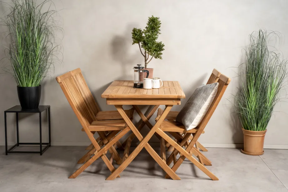 Tiigipuidust ristkülikukujuline õuesöögilaud Kenya ja kokkupandav tool, GR22606 – 5