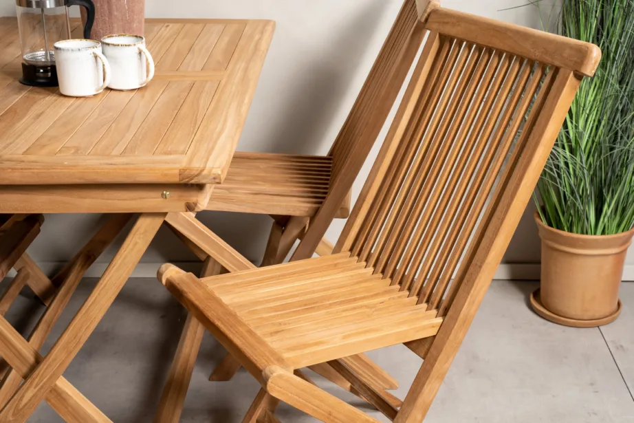 Tiigipuidust ristkülikukujuline õuesöögilaud Kenya ja kokkupandav tool, GR22606 – 7