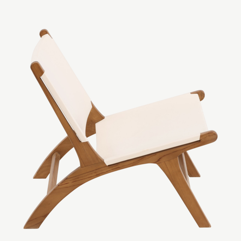 Tiigipuust ja kreemika PU-nahaga lounge-tool Rike kollektsioonist, 61817-441 – 2