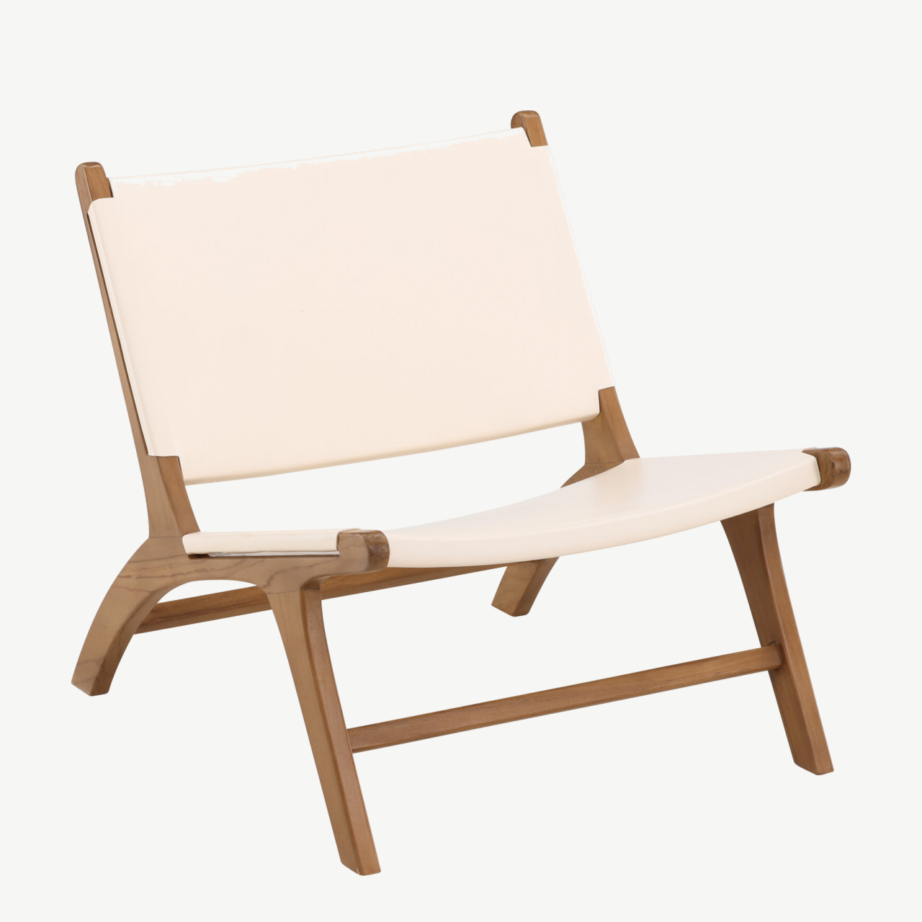 Tiigipuust ja kreemika PU-nahaga lounge-tool Rike kollektsioonist, 61817-441 – 4