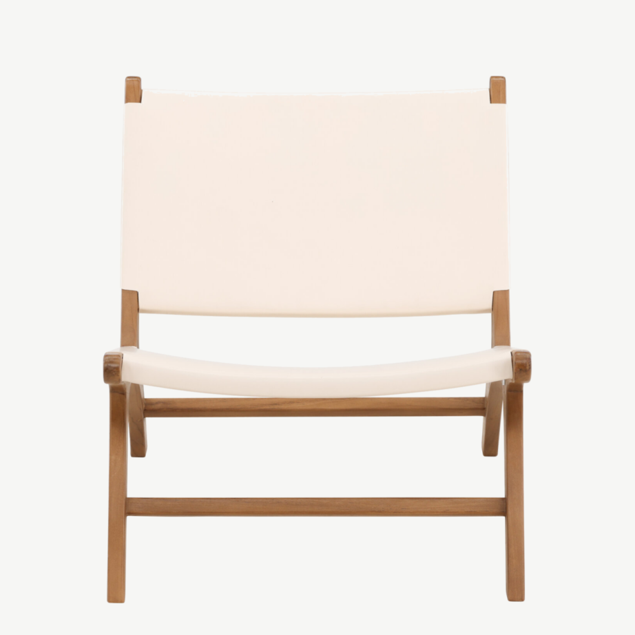 Tiigipuust ja kreemika PU-nahaga lounge-tool Rike kollektsioonist, 61817-441 – 5