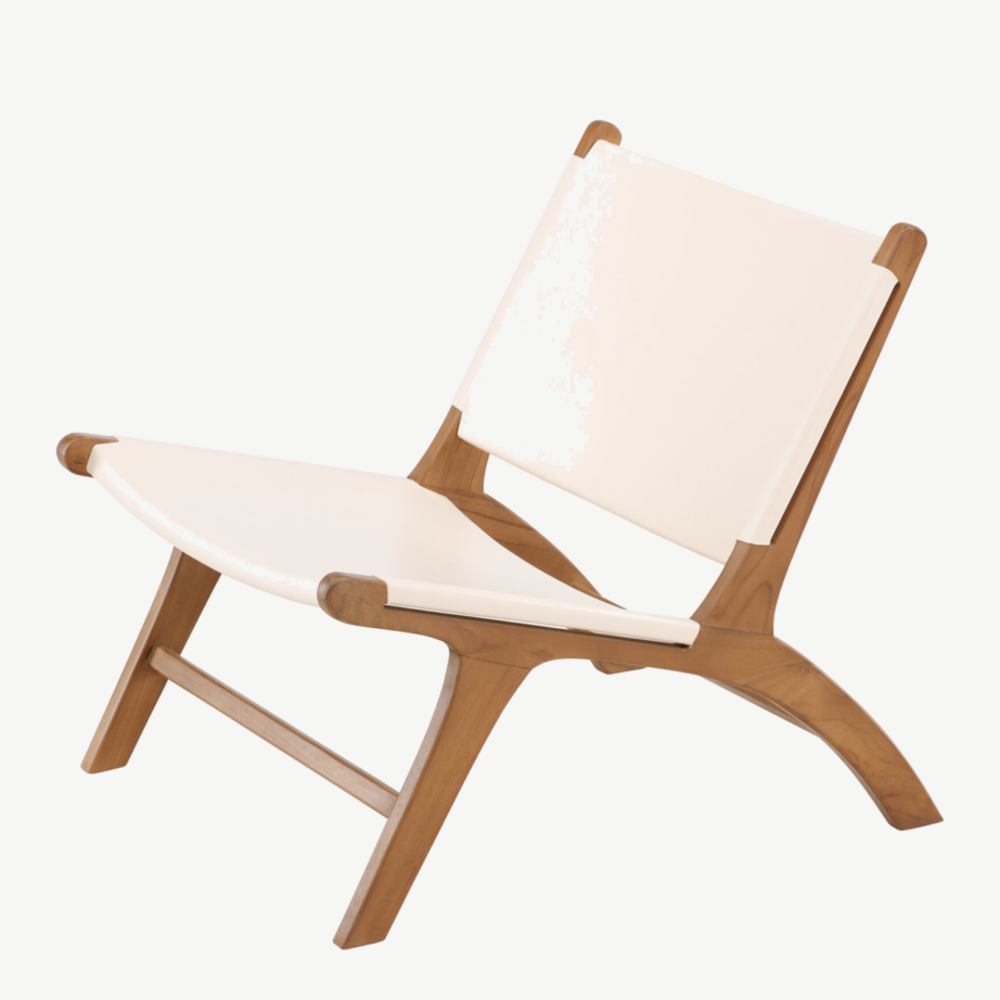 Tiigipuust ja kreemika PU-nahaga lounge-tool Rike kollektsioonist, 61817-441 – 6