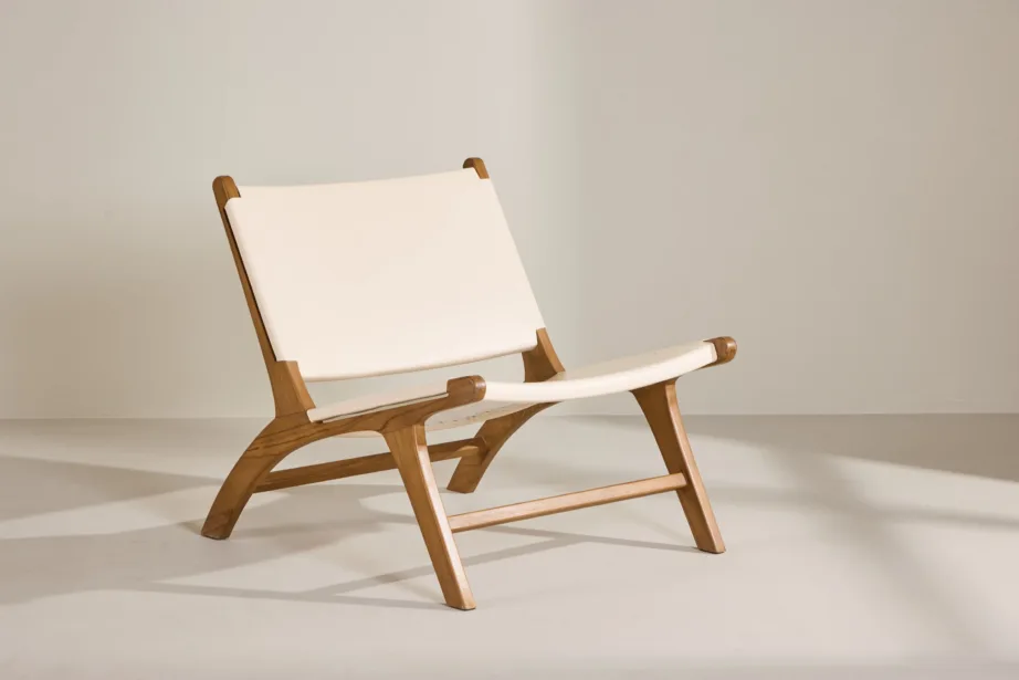 Tiigipuust ja kreemika PU-nahaga lounge-tool Rike kollektsioonist, 61817-441 – 8