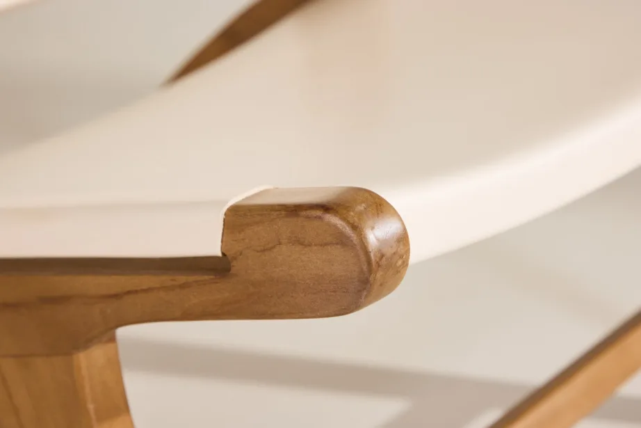 Tiigipuust ja kreemika PU-nahaga lounge-tool Rike kollektsioonist, 61817-441 – 10