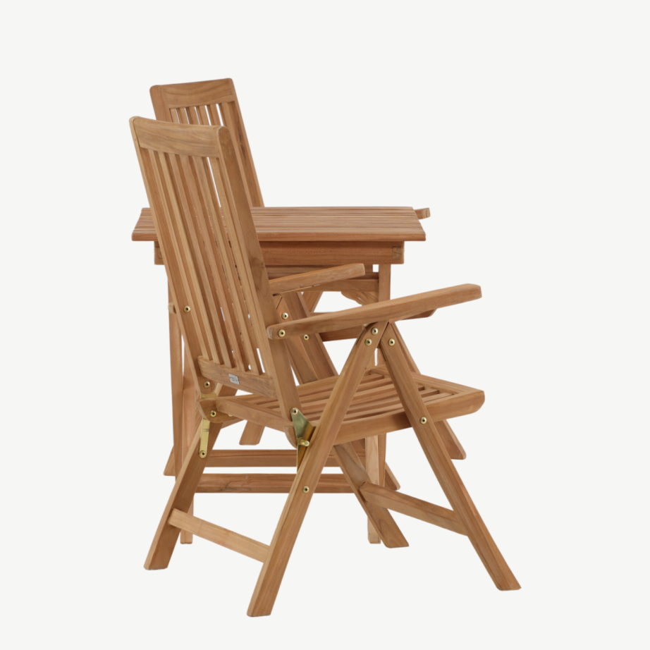 Tiigipuust kokkupandav aiamööblikomplekt Ghana laud ja Kenya reguleeritav tool, GR22776 – 2