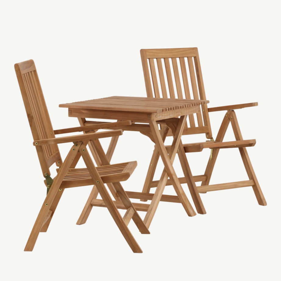 Tiigipuust kokkupandav aiamööblikomplekt Ghana laud ja Kenya reguleeritav tool, GR22776 – 3