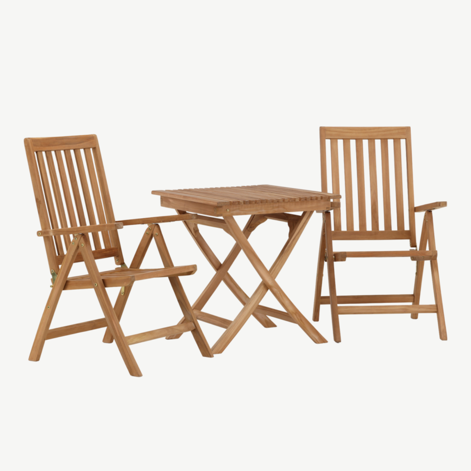 Tiigipuust kokkupandav aiamööblikomplekt Ghana laud ja Kenya reguleeritav tool, GR22776 – 4