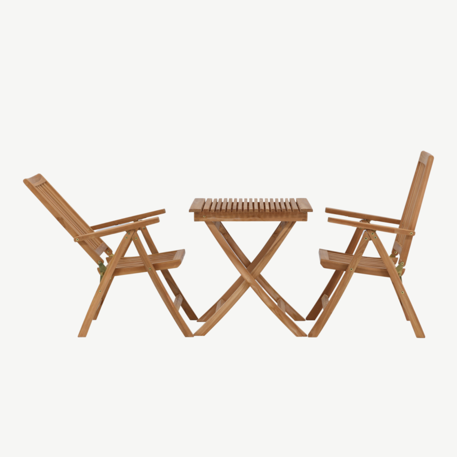 Tiigipuust kokkupandav aiamööblikomplekt Ghana laud ja Kenya reguleeritav tool, GR22776 – 6