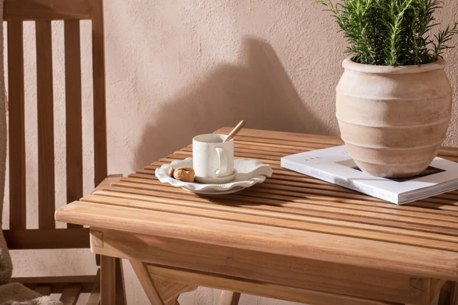 Tiigipuust kokkupandav aiamööblikomplekt Ghana laud ja Kenya reguleeritav tool, GR22776 – 9