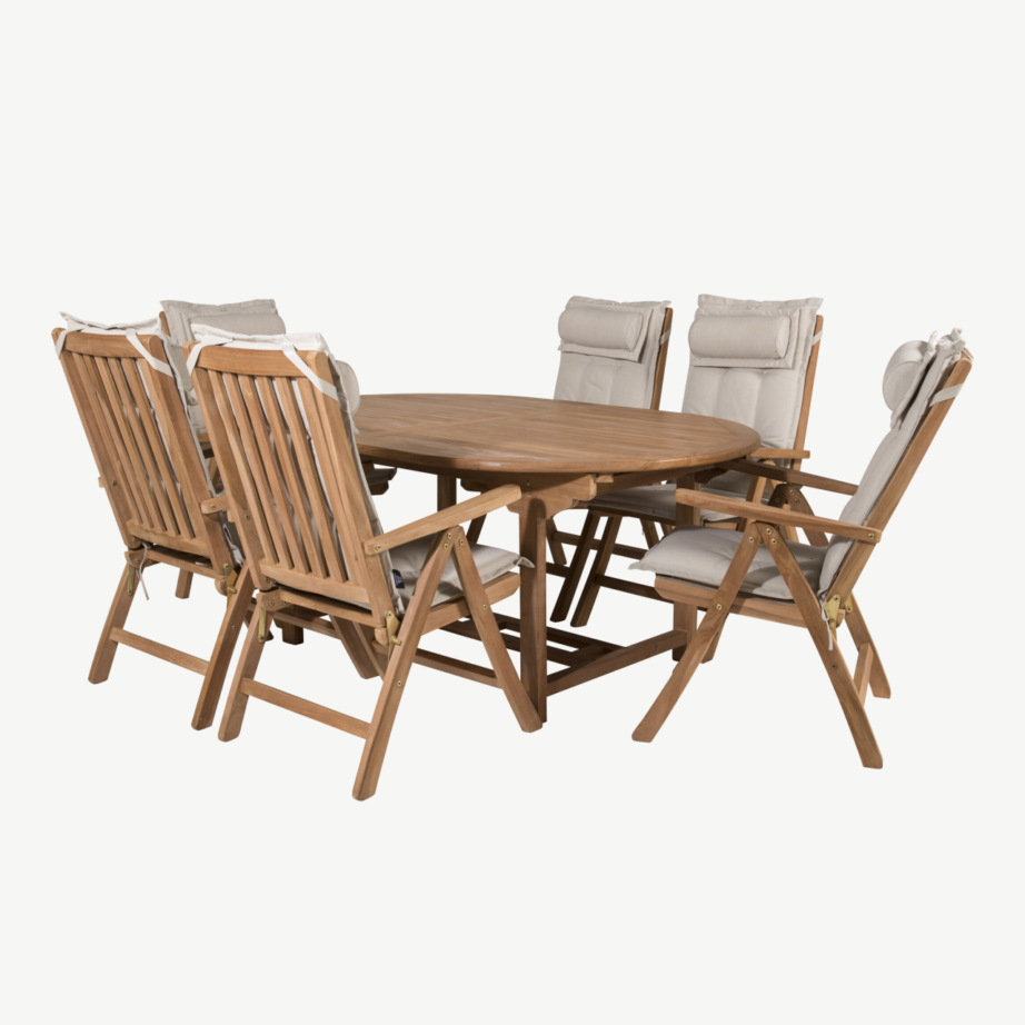 Tiigipuust pikendatav aiasöögilaud Kenya ja 6 kokkupandavat tooli, GR22609 – 3