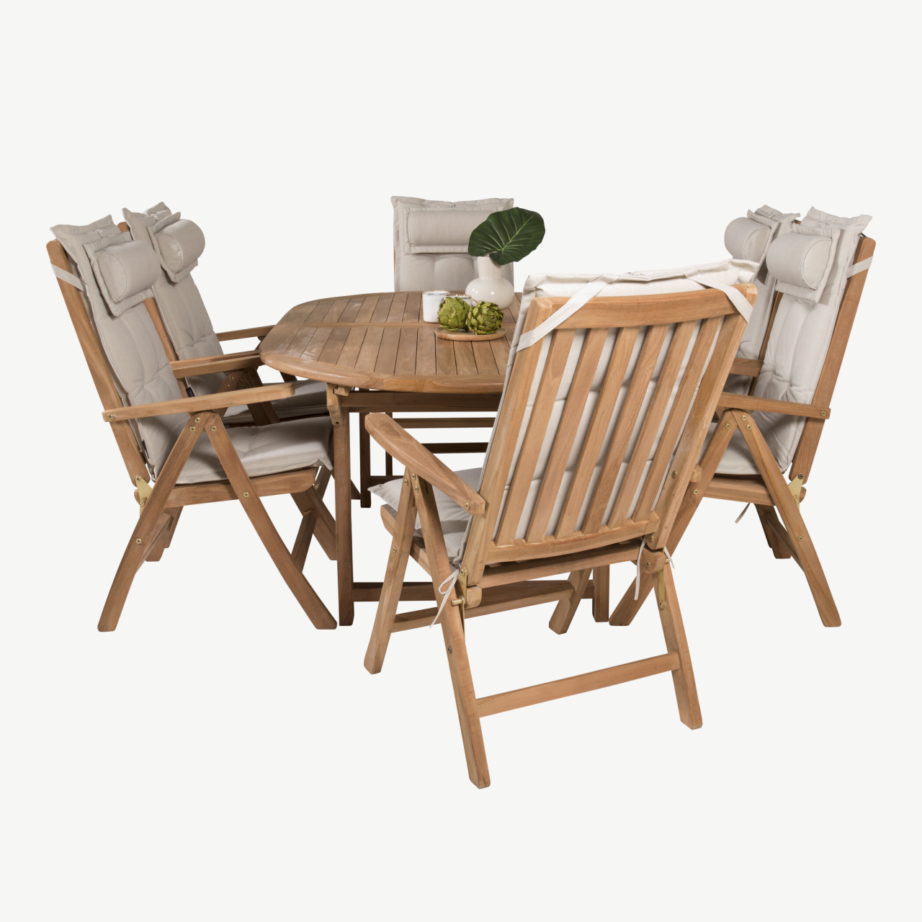 Tiigipuust pikendatav aiasöögilaud Kenya ja 6 kokkupandavat tooli, GR22609 – 4