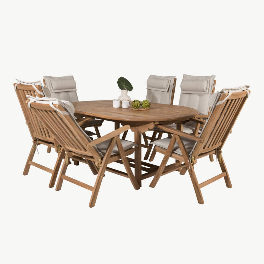 Tiigipuust pikendatav aiasöögilaud Kenya ja 6 kokkupandavat tooli, GR22609 – 5