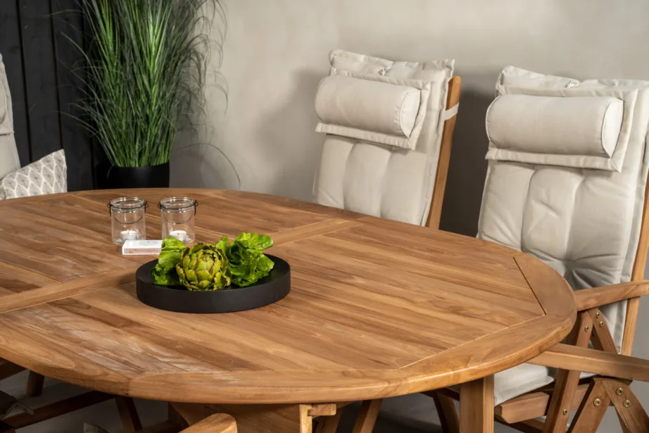 Tiigipuust pikendatav aiasöögilaud Kenya ja 6 kokkupandavat tooli, GR22609 – 8