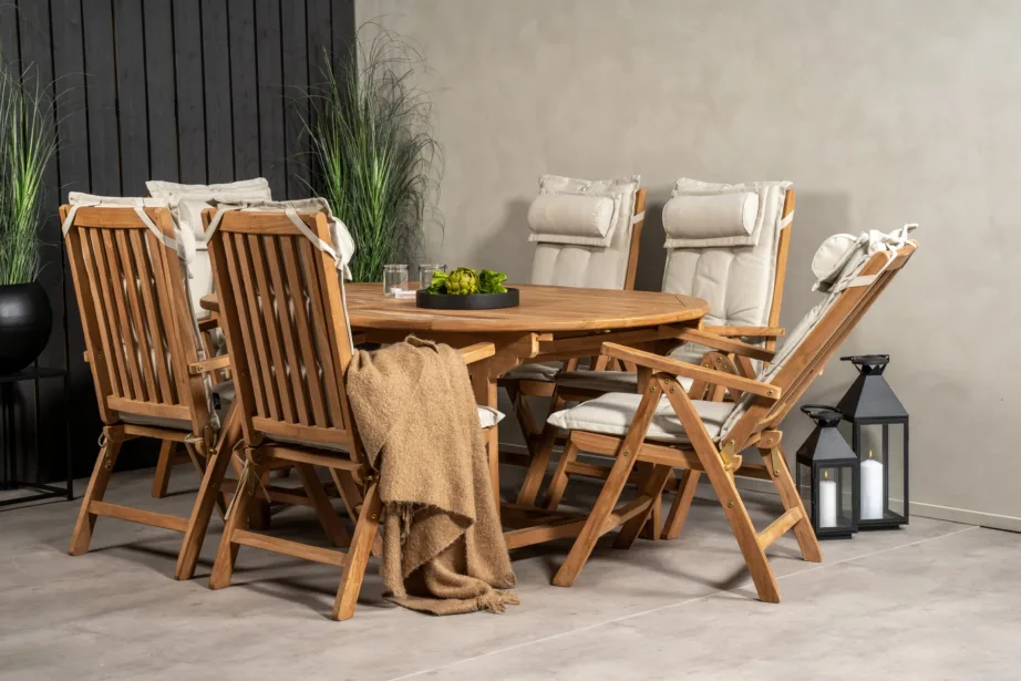 Tiigipuust pikendatav aiasöögilaud Kenya ja 6 kokkupandavat tooli, GR22609 – 10
